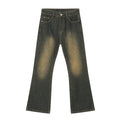 Men High Street Hip Hop Casual Small Flare Denim Jeans Pant Male Japan Korea Style Streetwear Vintage Denim Trousers Pant