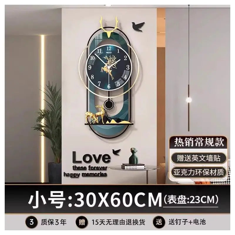 Luxury Wall Clock Living Room Modern Luxury Timepiece Creative Home Clock Wall Lamp Reloj Digital Pared Home Decoration Unusual