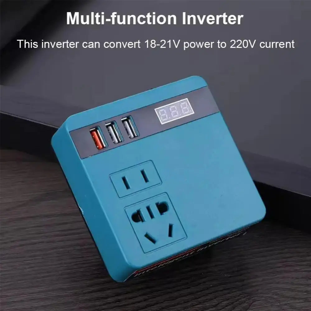 1Pcs 18V 20V To 220V Battery Inverter Multifunctional 120W Smart Transformer Household Dual Plug Outdoor Work Inverter
