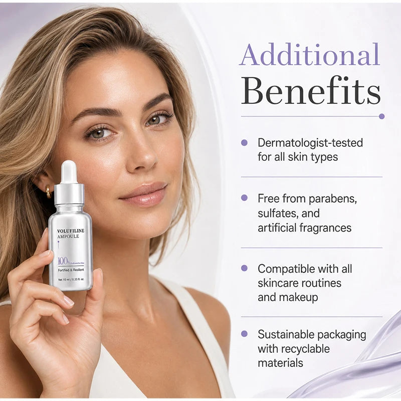 100% Pure Volufiline Plumping Ampoule Serum, Skin Care Essential for Facial Volume & Even Skin Tone, Fast-Absorbing Hydrating