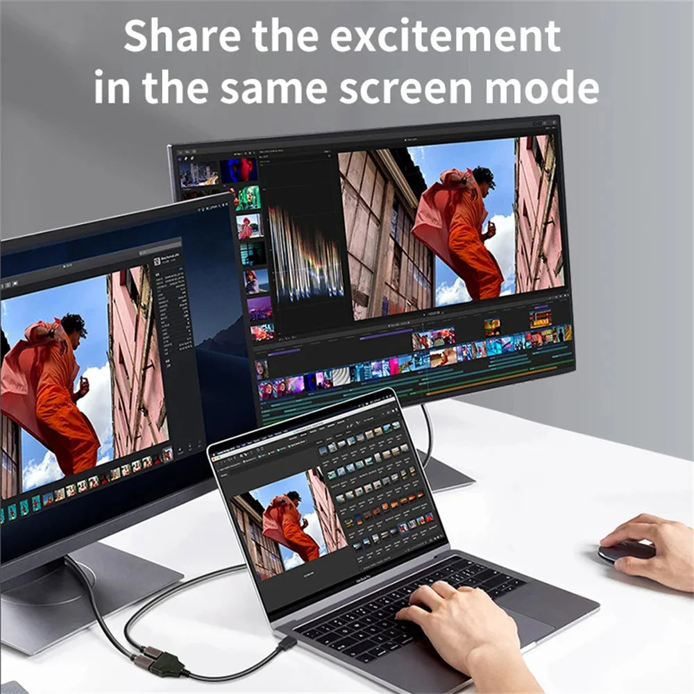 1 In 2 Out HDMI-compatible Splitter Cable 1 Male To 2 Female Adapter 1080P 4K 3D For Laptop HD TV Monitor PC Projector TV Use