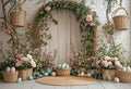 Happy Easter Day Photography Background Blue Wood Board Easter Egg Spring Flower Rabbit Kid Birthday Portrait Photocall Backdrop
