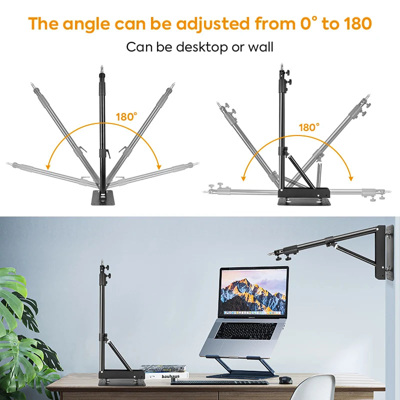 137/175cm Photography Heavy Flexible Ring Light Wall Mount Ceiling Triangle Boom Arm Studio Strobe Lights,Softbox Support Stand