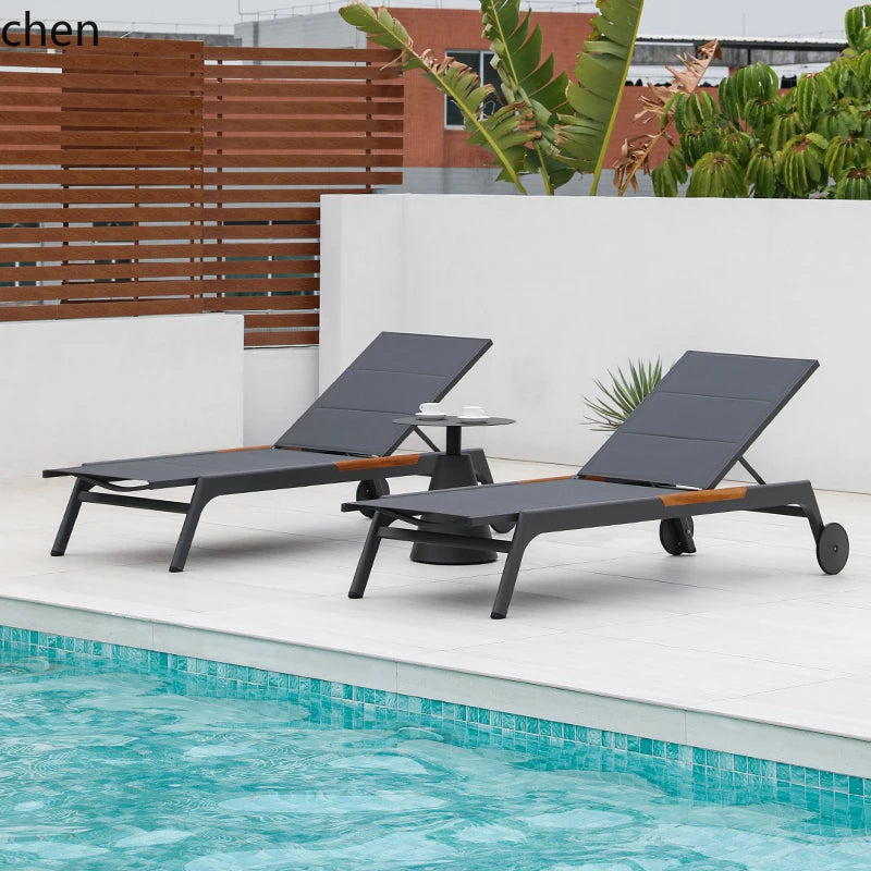 ZML Outdoor White Hotel Pool Sun Lounge Waterproof Seaside Beach Bed