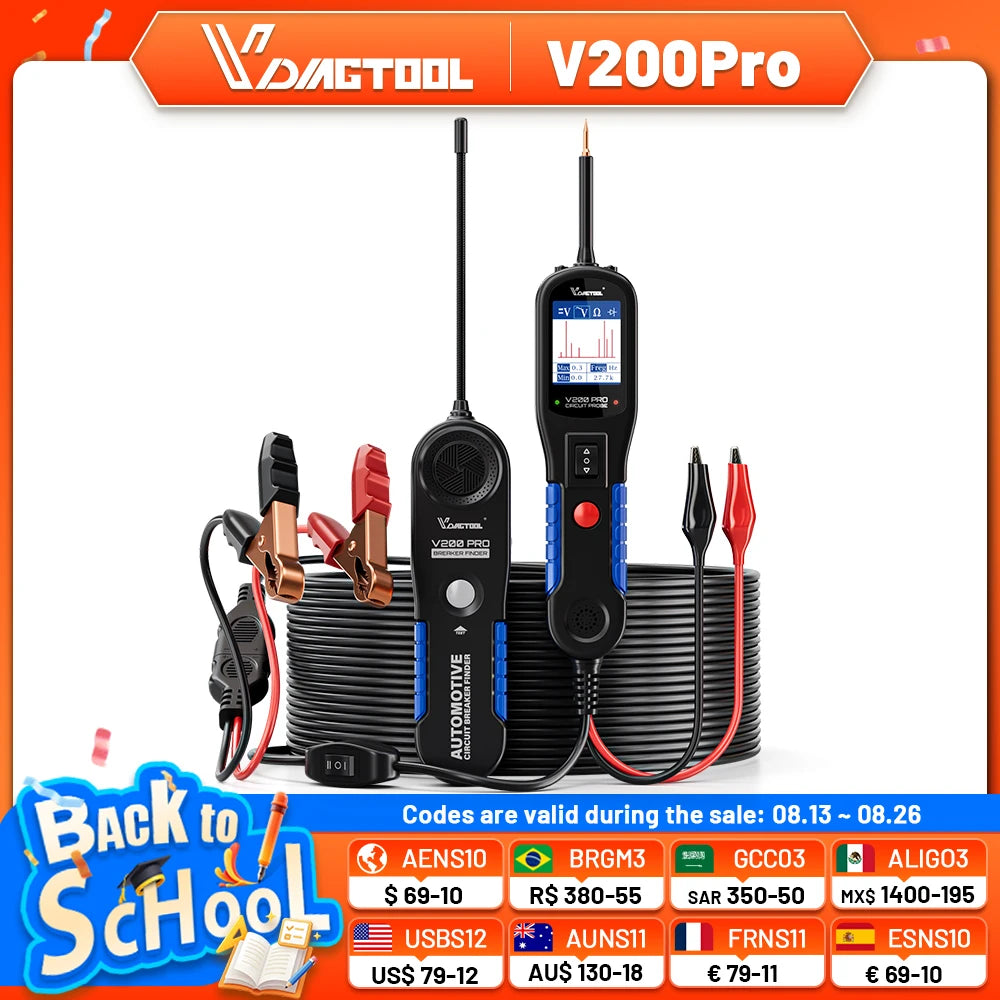 VDIAGTOOL V200PRO Circuit Probe Tester 12V/24V AC/DC Electrical Automotive Electrical System Breaker Finder