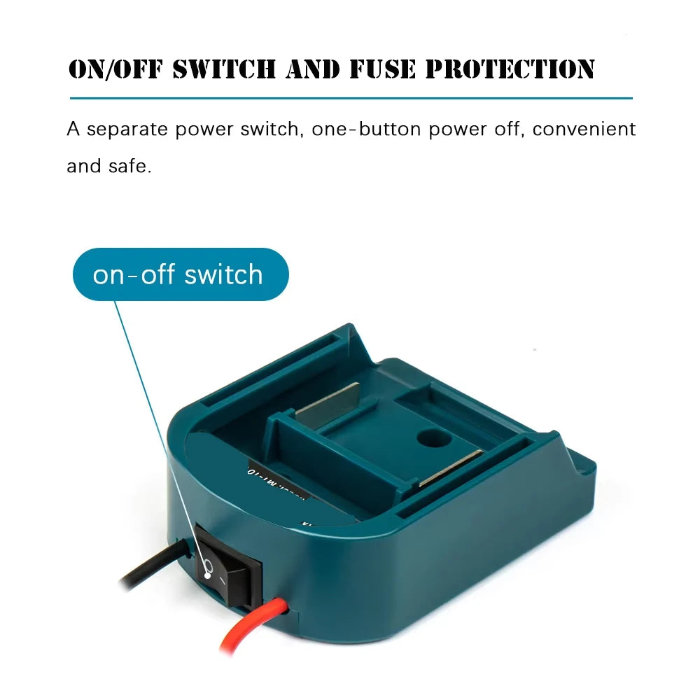 External Battery Adapter Converter for Makita 14V/18V Battery DIY Power Tool box mod Plug accessories fuse and ON/OFF switch