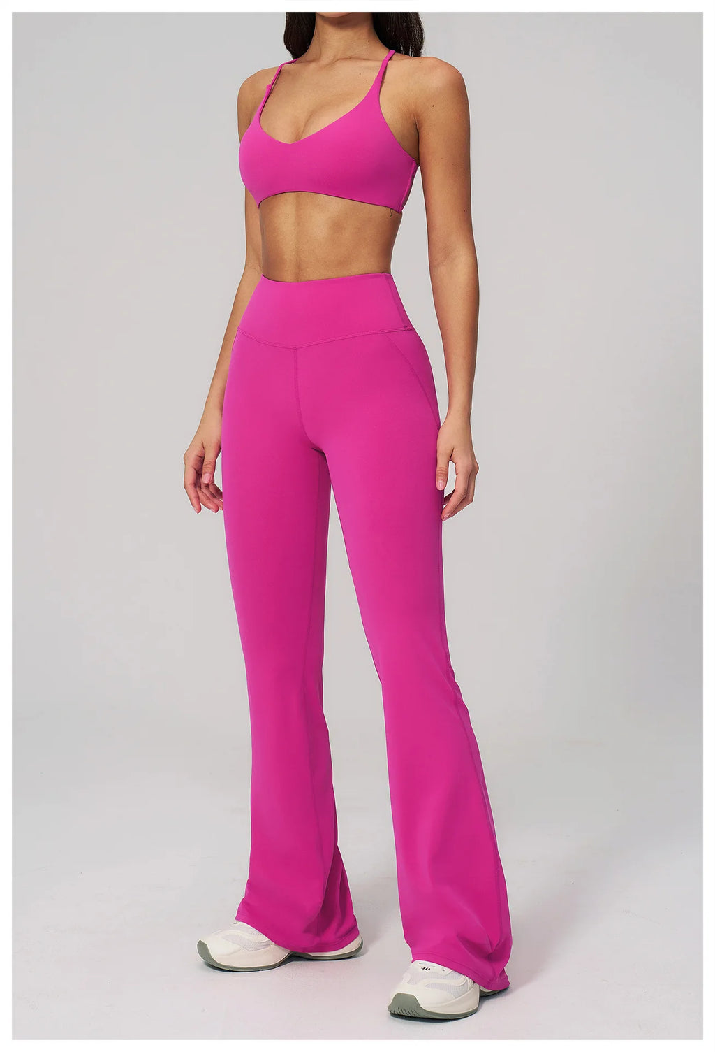 Women's Tracksuits 2PCS Flared Pants Yoga Set Gym Fitness Outfits Female Shockproof Sports Bra Yoga Workout Clothes Sports Sets