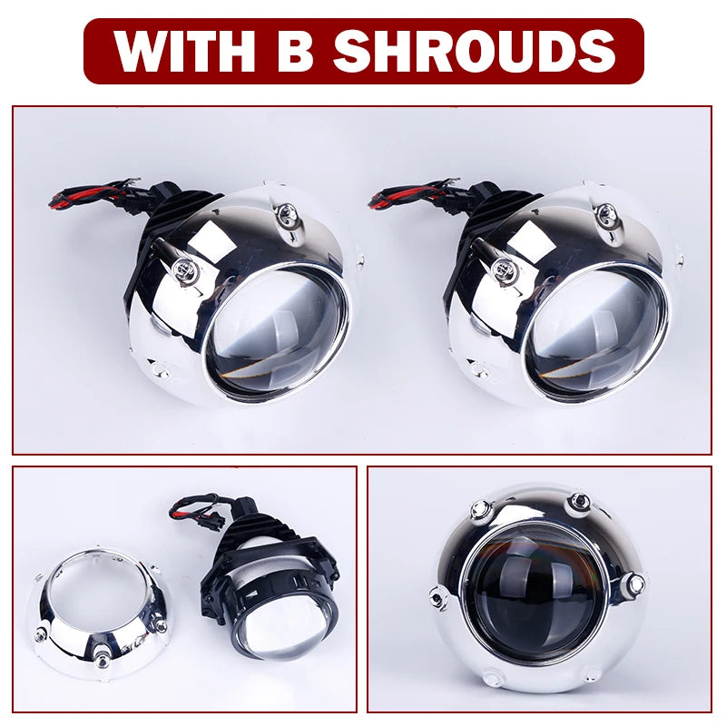 3 Inch H4 H7 LED Angel Eyes Bi LED Lenses 9005 9006 Projector Headlight For Hella Car Lights Headlamp Car Accessories RHD 160W