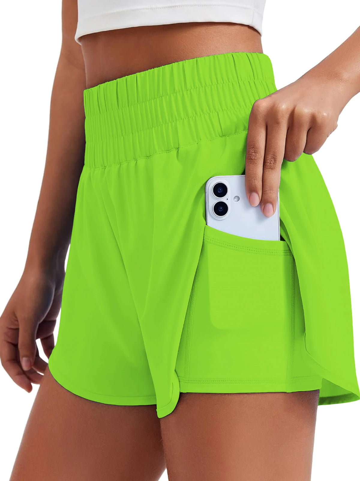 Women's High-Waisted Yoga and Running Fake Two-Piece Shorts with Anti-Exposure Design, Slimming Effect for Gym Use