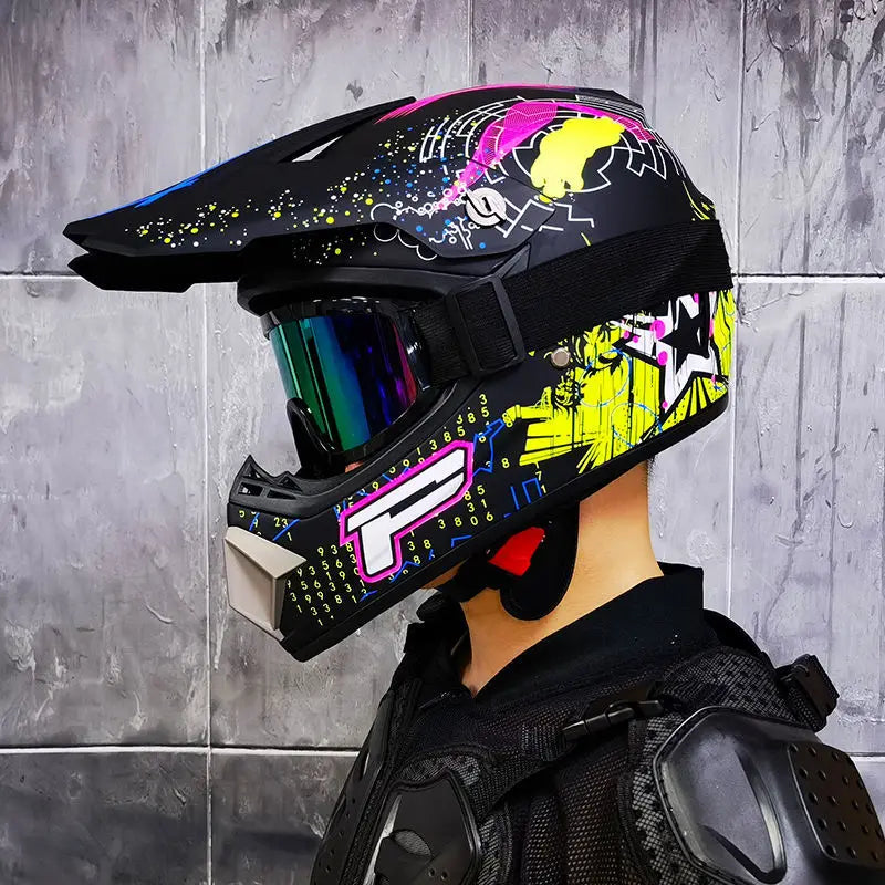 ORZ-Motocross Helmet Off Road Dirt Bike ATV MX Racing Helmet DOT Approved for Adults