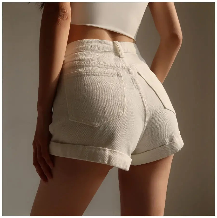 Basic Denim Shorts Women Sexy Skinny Vintage All-match High Waist Fashion Casual Streetwear Summer Chic Pure Temperament Females