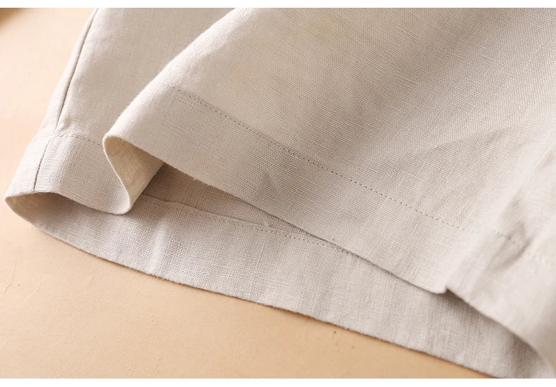 Casual Linen Wide Leg Short Pants Women Summer Loose Fit Thin Cotton Linen Five-Point Pure Color Versatile High Waist Shorts