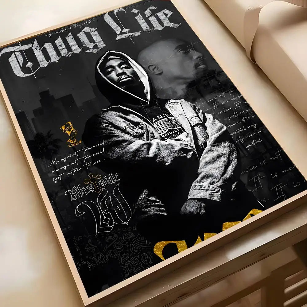 Hip Hop Singer 2-2Pac-MT Tupac Shakur Poster Art painting poster with prints Home bedroom living room decoration gift