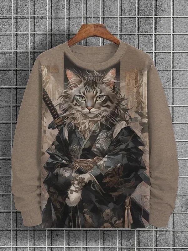 Men's Animal Cat Sweatshirt Long Sleeved Sweatshirt O-Neck Fashion Cool Daily 3D Printed Japanese Art Prints Casual Sweatshirt