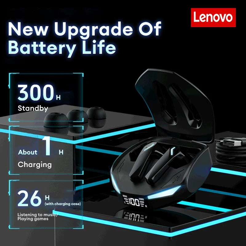 Lenovo XT53 Wireless Bluetooth 5.4 Earphones LED Digital Display Waterproof Earbuds Noise Cancelling Gaming Headset GM2 Pro Max