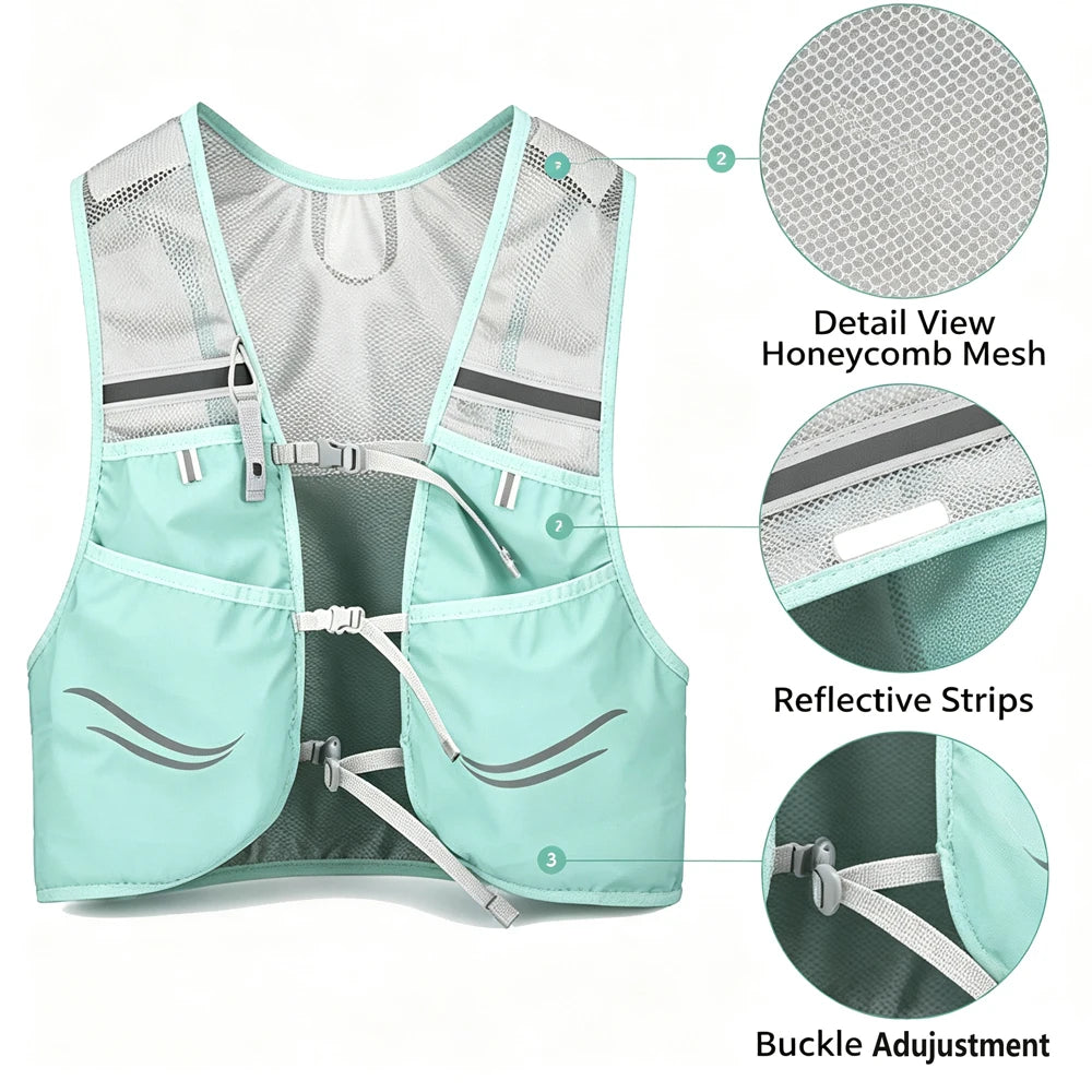 FVXVXV New Running Water Bottle Storage Vest Lightweight Running Vest Reflective Hydration Water Chest Pack With Phone Holder
