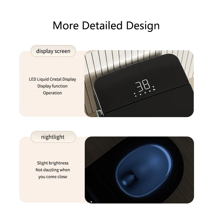 Modern Bathroom Smart Toilet Black Ceramic Automatic Electronic Control Bidet Wc Toilet