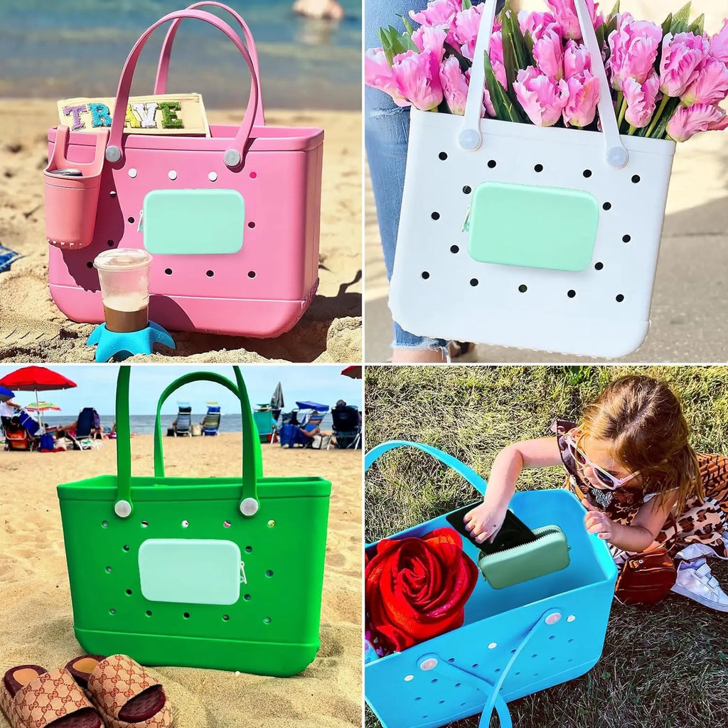 1Pcs Silicone Phone Holder for Beach Bag, Soft Silicone Insert Wallet Charm for Bo Bag Accessories, Attachment for  Beach