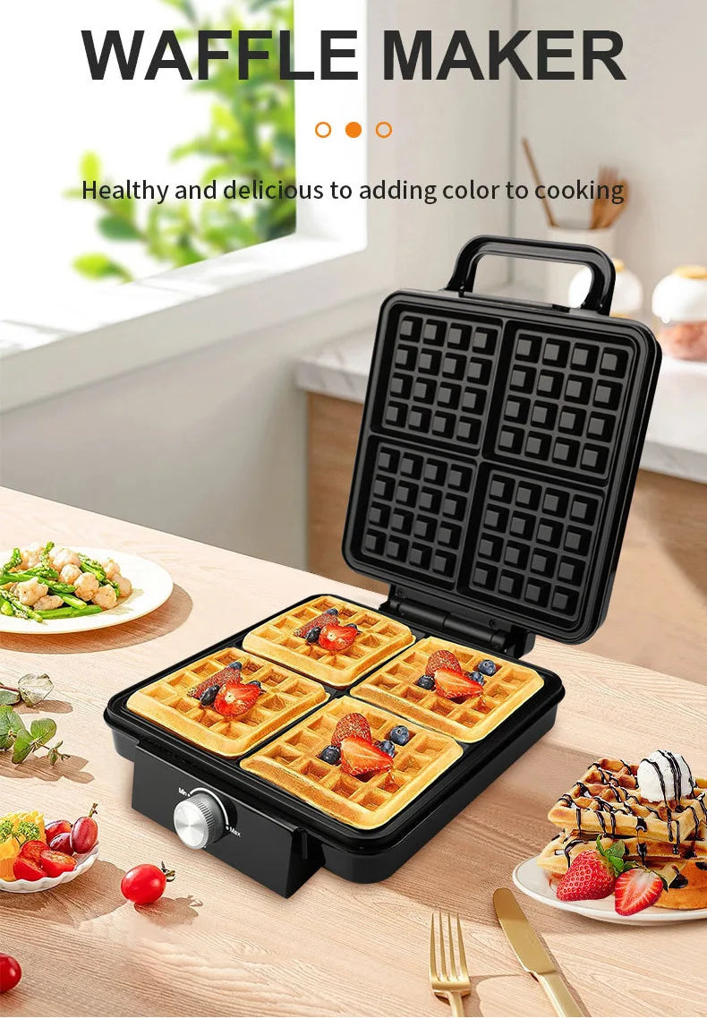 Household Four Pieces Waffle Iron Multifunctional Sandwich Maker Electric Crepe Grill Breakfast Kitchen Equipment