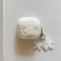 White Lily Flower Print Transparent Earphone Case with Keychain For Airpods 1, 2, 3, 4, Pro, Pro2, Pro3, Dustproof