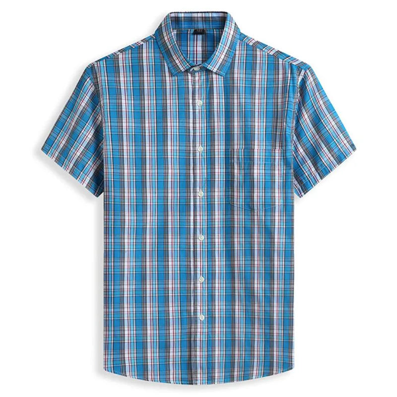 100% Cotton 5XL 6XL 7XL 8XL 12XL Men's Plus Size Shirts Fashion Casual Classic Style Comfortable Plaid Short Sleeve Shirt Male