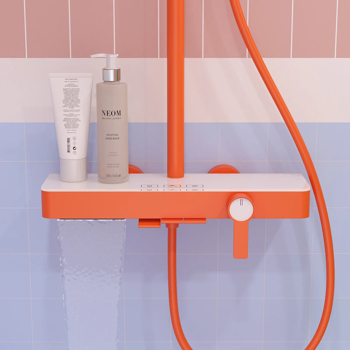 Orange Piano Bathroom Shower Set Waterfall Bathroom Mixer Faucets Rainfall Shower Head Hot Cold Piano Bathroom Shower System