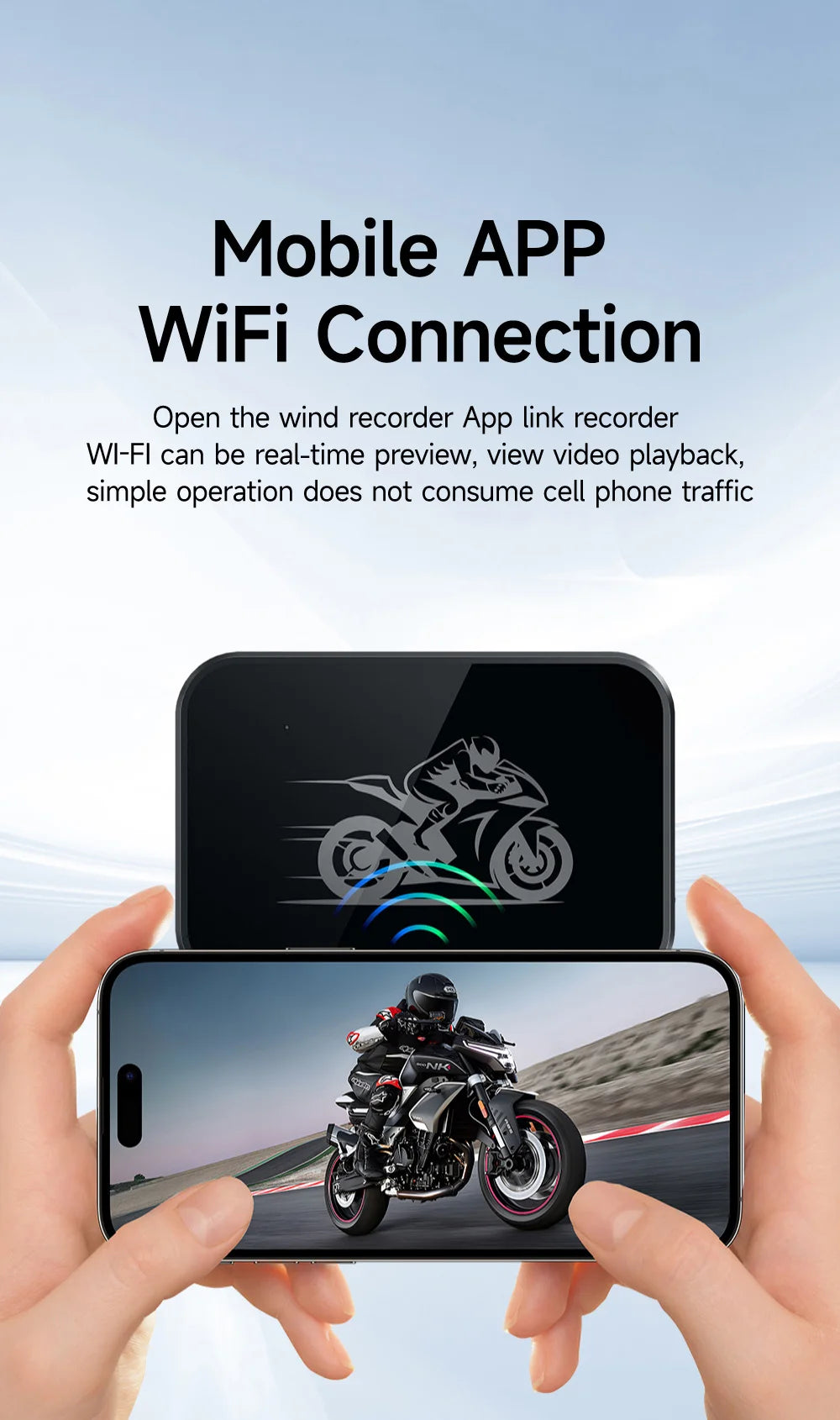 Motorcycle Action Camera Recorder Front & Rearview Waterproof Dual Full Motorcycle DVR Dash Cam Night Vision WiFi Smart Connect