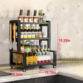 Kitchen Spice Rack Organizer, 3 Tier Adjustable Metal Storage with Knife Holder Hooks Black