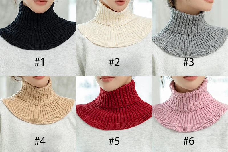 Winter Detachable Cotton Knitted Turtleneck Collar For Women False Collar Fashion Warm Cover Head Neck Guard Collar Unisex