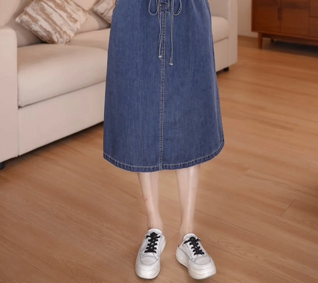 Denim Dress For women Summer 2026 New Female Single Breasted Short sleeved Slim Temperament Casual Dresses With pockets