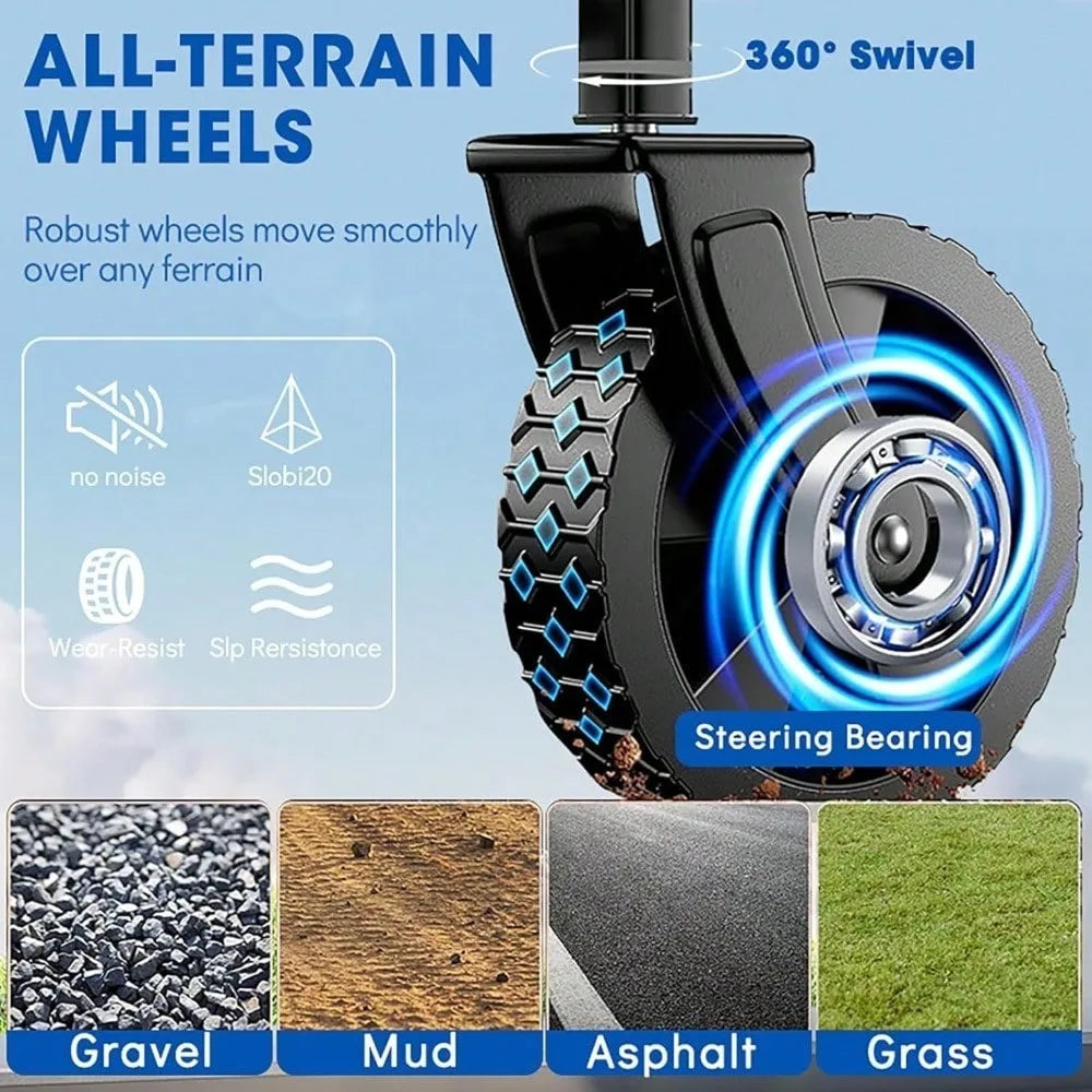 29.5' Heavy Duty Portable Foldable Trolley with All-Terrain Wheels Black for Beach Lawn Sports Camping - Durable Travel Cart