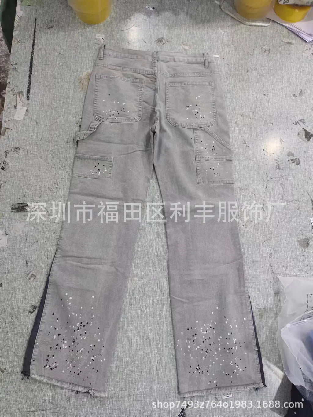 Mens Fashion Jeans Work Pants European American Style Workwear Elastic Patchwork Denim Layered Flared Pants S-XXL Streetwear