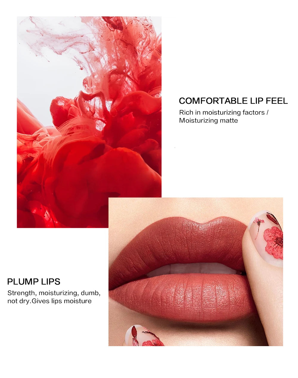 QIBEST Velvet Matte Nude Liquid Lipstick Makeup Sexy Red Lipgloss Waterproof Long-lasting Purple Black Orange Lip Stain Cosmetic