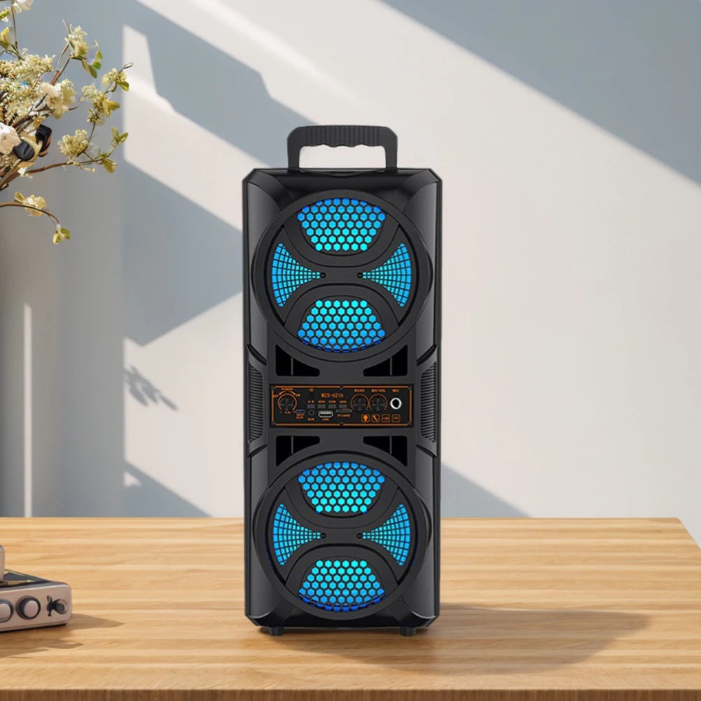 Bluetooth-Compatible Speaker Wireless Stereo Speaker with Double Subwoofer Deep Bass Lights Outdoor Speaker for Home Party Gift