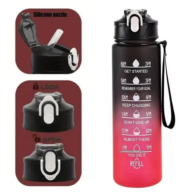 800ML Sports Water Bottle with Time-Tracking Straw Leak Proof Locking Flip Cover for Easy Carry Ideal for Outdoor Adventures
