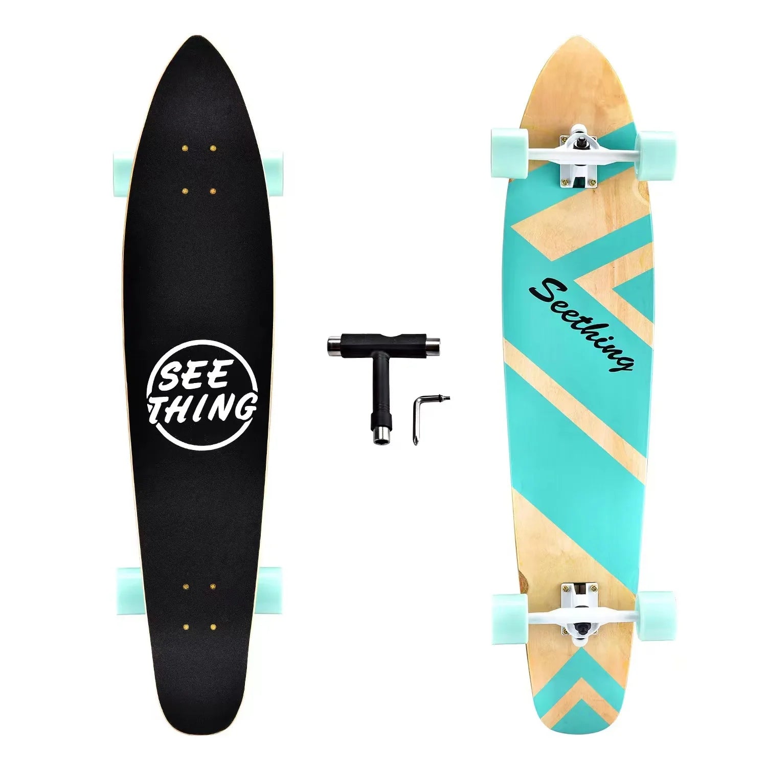 42 Inch Longboard Skateboard Complete Cruiser Single Kicktail Maple Wood for Adults Teens Beginners Dancing Street Sports