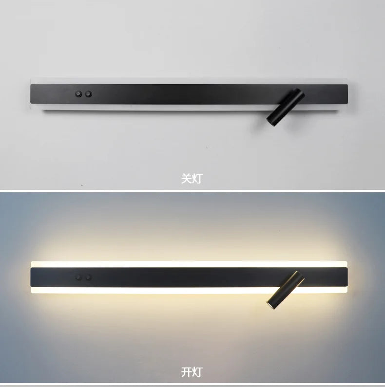 Modern LED line wall lamp indoor with switch rotating wall lamp simple living room bedroom bedside atmosphere lamp home light