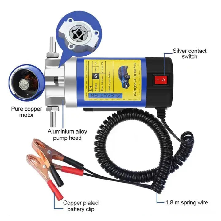 Portable Oil Transfer Pump 1-4L/min 12V Extractor Fluid Suction Electric Change Fuel Pump Siphon Tool for Car Motorcycles Boats