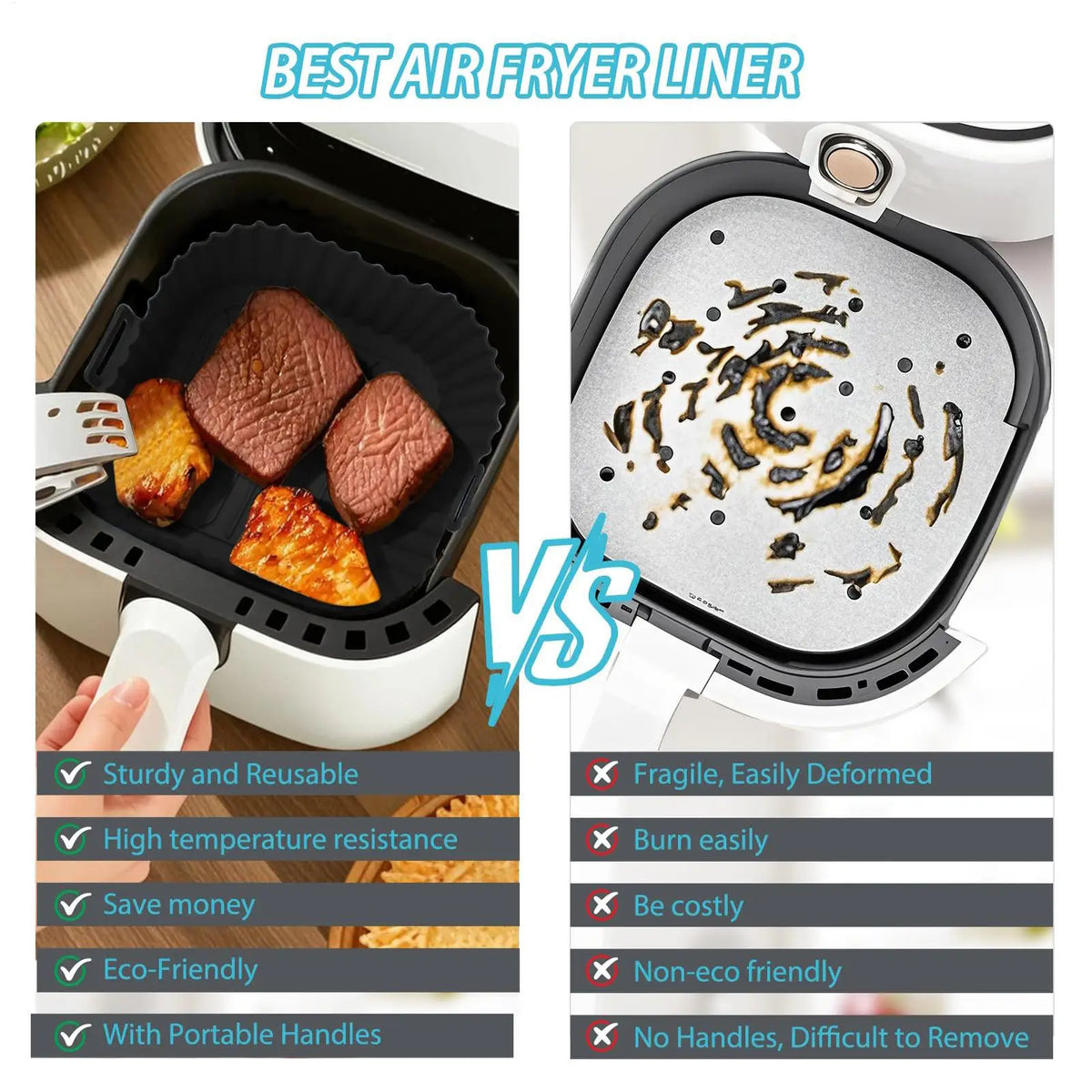 Silicone Air Fryer Liner Silicone baking Tray Square Air Fryer Plate Non-stick Baking Tray For Cooking Roasting Grilling Pizza