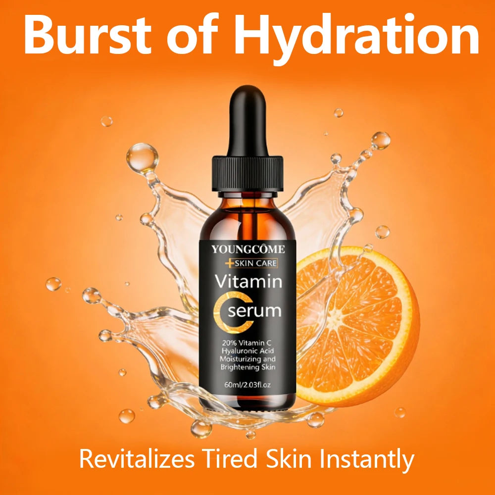 YOUNGCOME Vitamin C Hyaluronic Acid Serum - Daily Hydrating & Radiance-Boosting Facial Essence for All Skin Types 40/60ML