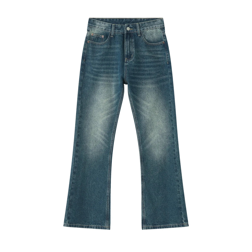 2025 New Male Japan Korea Style Vintage Denim Trousers Pant Men High Street Hip Hop Casual Hole Small Flare Jeans Pant