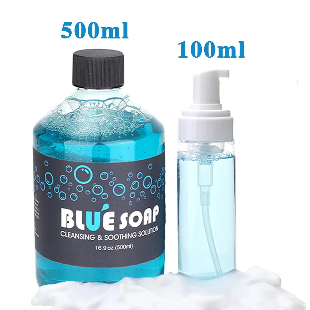500/40ML Tattoo Blue Soap Cleaning Soothing Solution With Tattoo Foam Diffuser Bottle Blue Algae Soap and Bottle Cleaning Supply