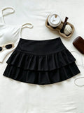 Women High Waist Ruffle Layered Mini Skirt Double Layer Tiered Short Skirt Y2K Sexy Sweet Casual Vacation Party Basic Skirt