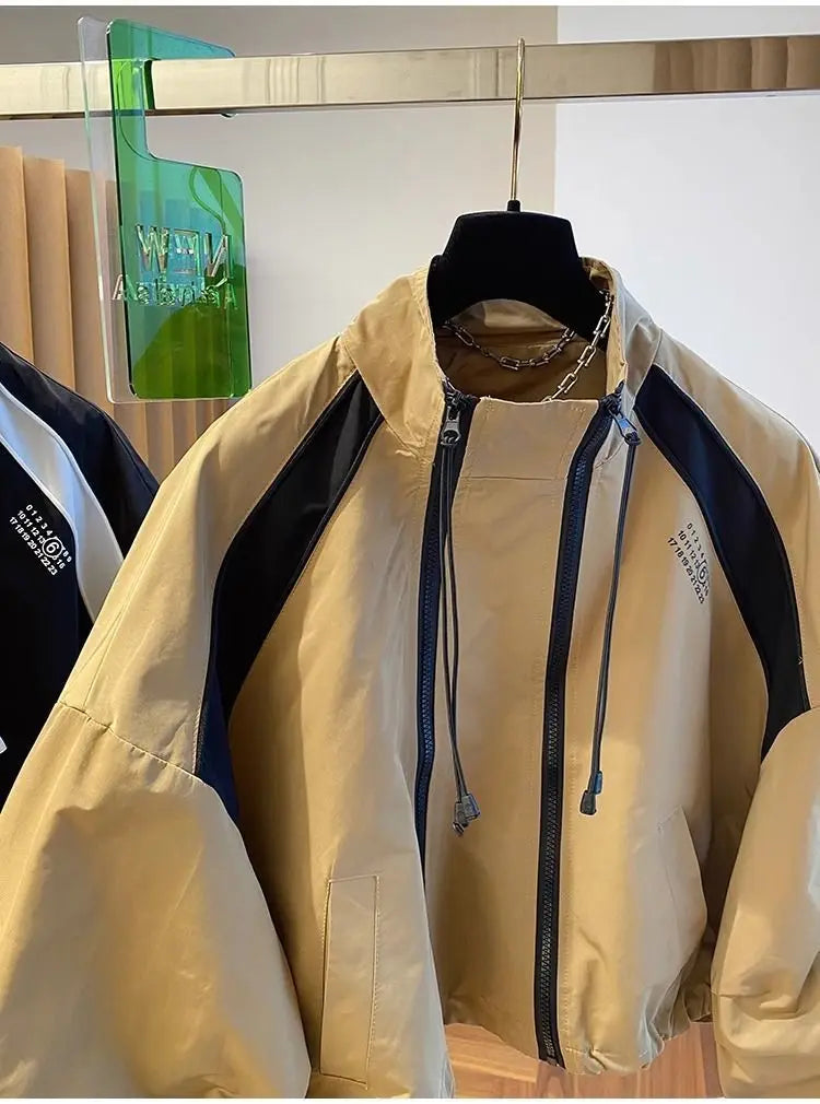 Zipper Design Niche Loose Casual Stand Collar Windbreaker Jacket Spring and Autumn Short Jacket Jacket Top