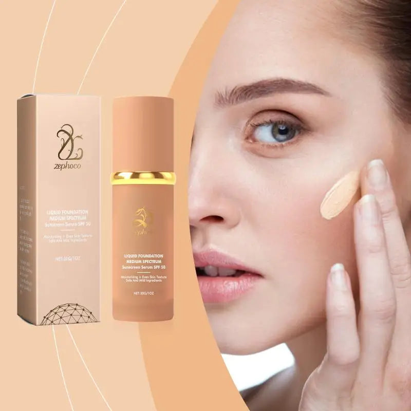 4 In 1 Foundation Liquid Hydrating Medium Full Coverage Concealer Longwearing Waterproof Foundation Natural Face Makeup