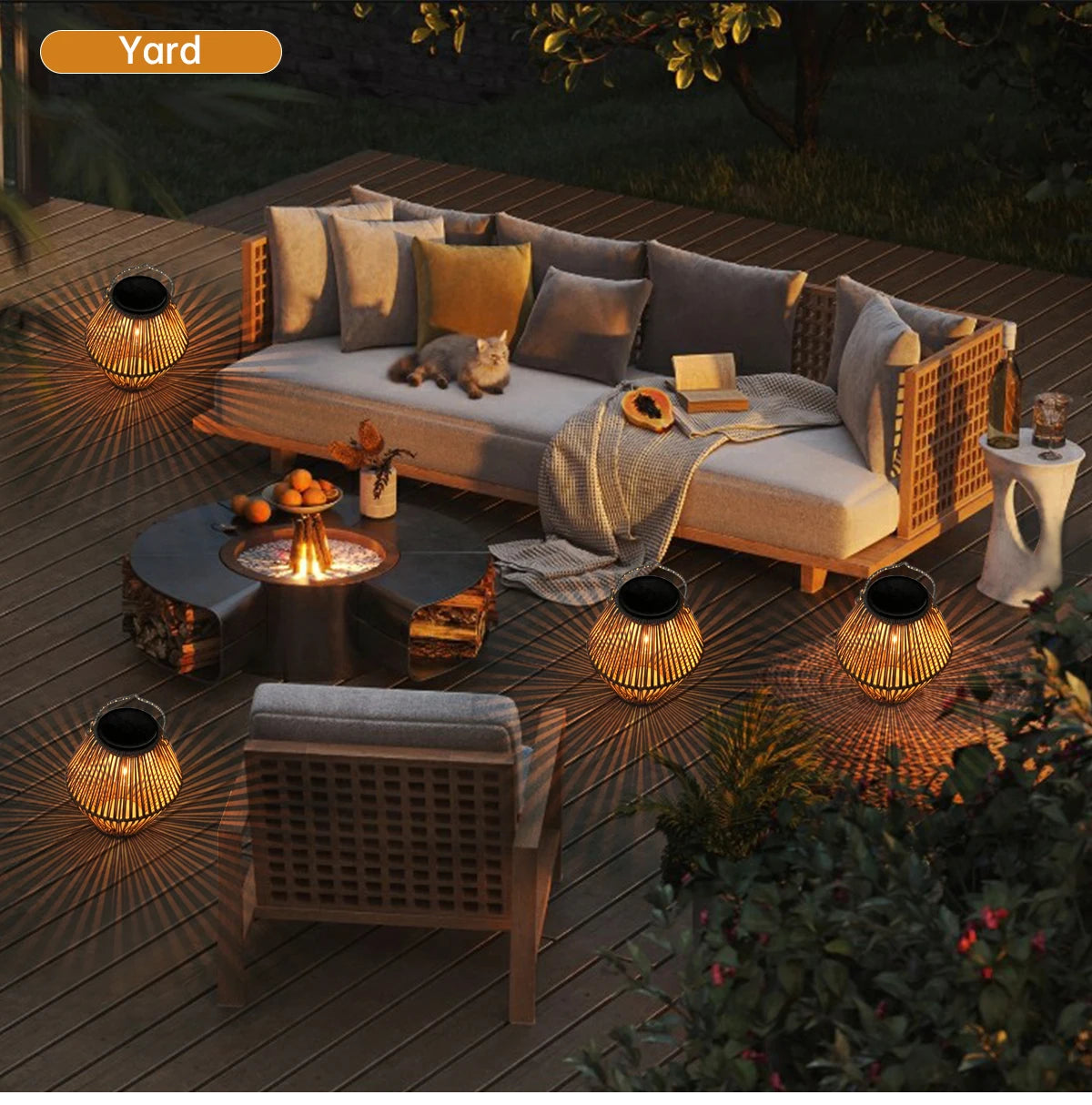 Solar Lanterns Solar Lights Outdoor Waterproof Boho Light for Outside Hanging Rattan Lantern Decoration for Garden Yard Patio