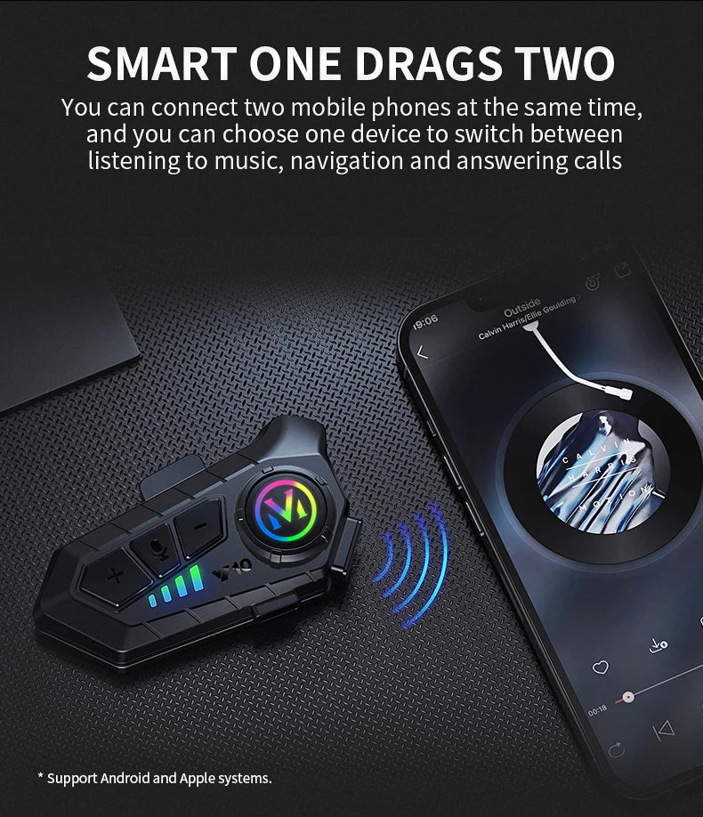 Y10 Motorcycle Helmet Headset Bluetooth 1000Mah Noise Reduction Wireless Hands-free Waterproof Motorcycle Earphone