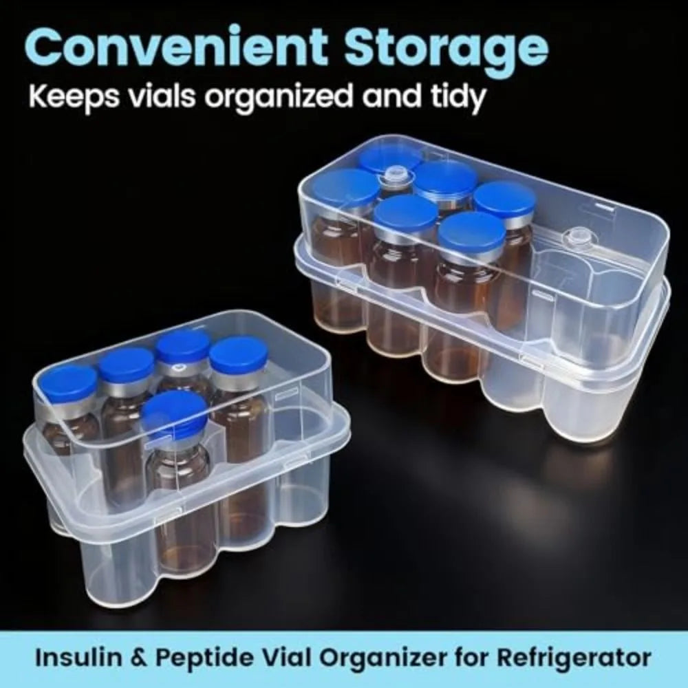 3/5/7/10mL 2/10/24-Slot Vial Storage Case Plastic Clear Microtube Storage Box Stackable Freezer Tube Box Refrigerator Organizer