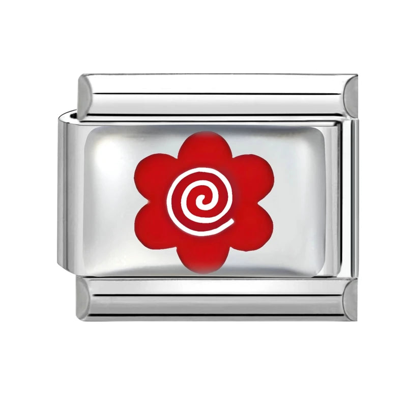 Fashion Red Series Heart Flower Bowknot Cherry Women Men Charm Link fit 9mm Stainless Steel Italian Bracelet Making DIY Jewelry