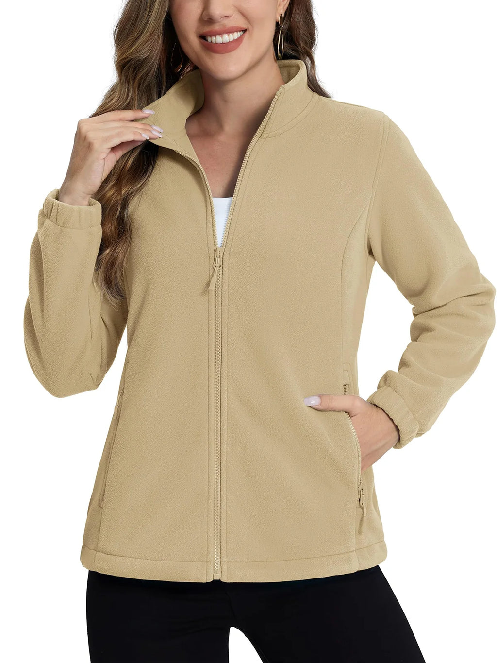 TACVASEN Women's Winter Fleece Jacket Lightweight Full Zip Sweatshirts Coat Casual Zipper Soft Warm Sweaters Outwear Female